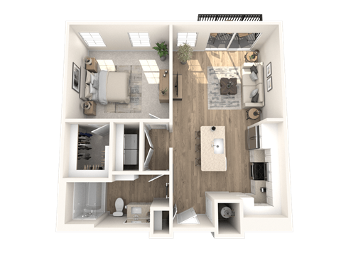 Floor plan for 1 bed, 1 bath, 819 sqft